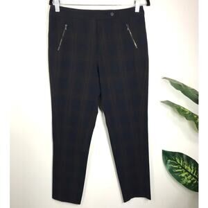 Gerard Darel Paris Womens 40 Pants Plaid Blue Brown Professional Classy Designer